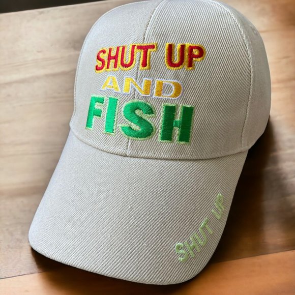 Embroidered Hat | Adjustable Sports Shut up and Fish Hat | Fishing Unisex Cap - Picture 1 of 4